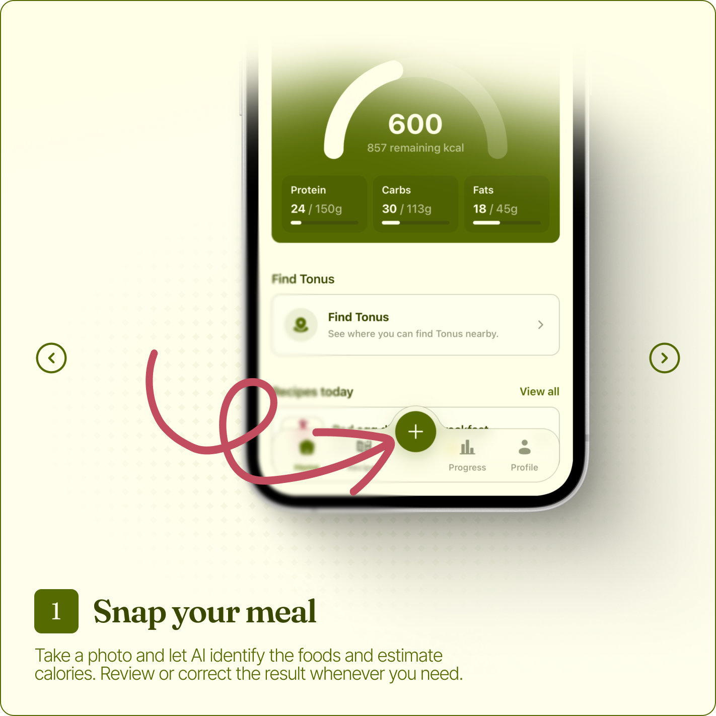 Snap your meal in the Tonus Health app